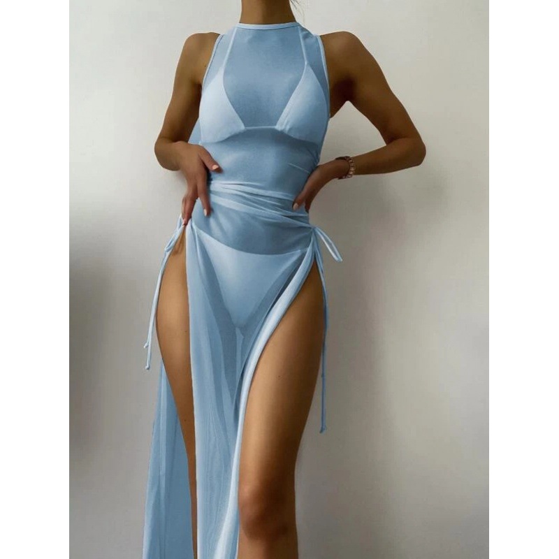 Mingyi europeo y americano nuevo traje de baño bikini multicolor color sólido Falda larga sexy dividida de tres piezas traje de baño de las mujeres