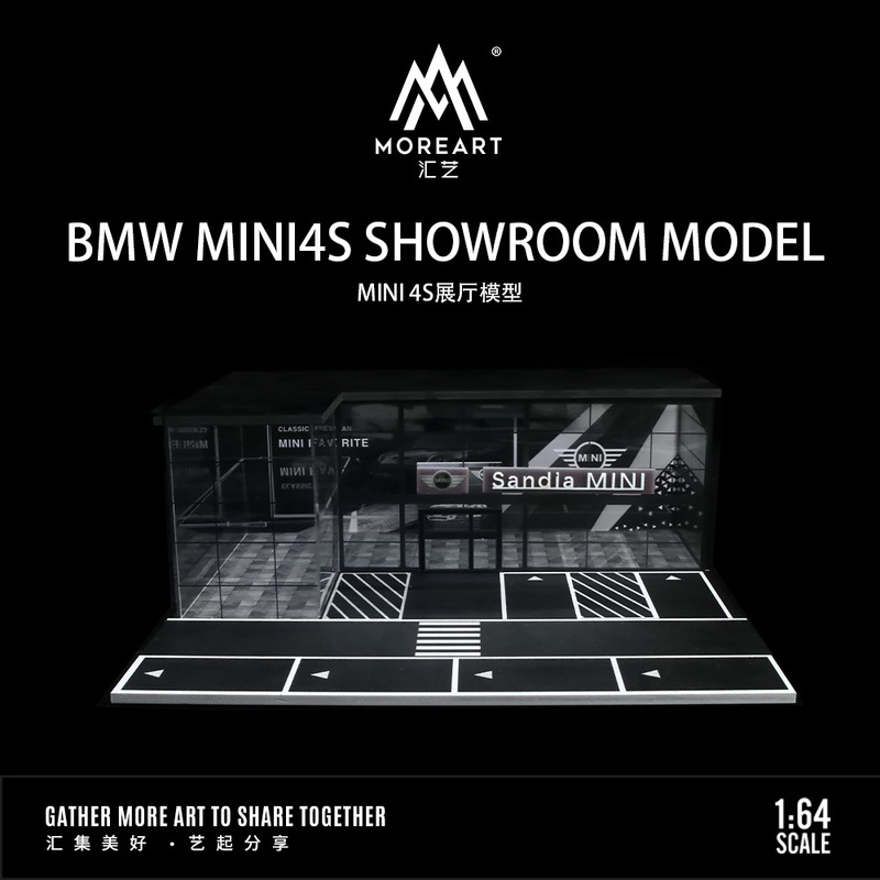 Wholesale-Huayi Moreart1:64Mini4S Store Tesla Toyota Car Showroom Lighting Scene Model Wholesale-Huayi Moreart1:64Mini4S Store Tesla Toyota Car Showroom Lighting Scene Model
