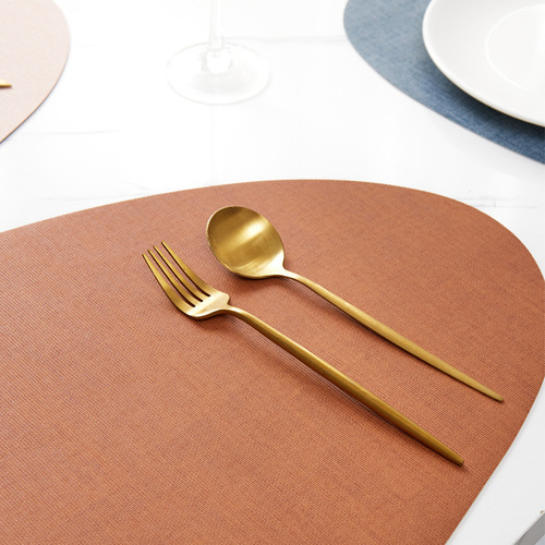  square cloth pattern double-sided two-color leather placemat household tea mat waterproof and oil-proof dining table mat heat insulation mat bowl mat