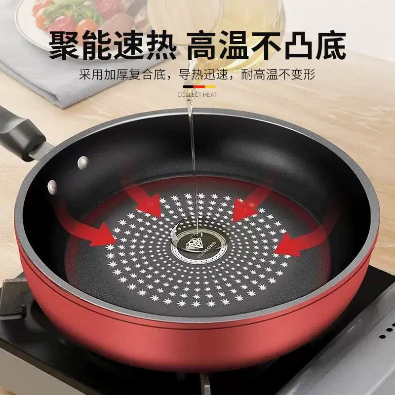 新款晶钻平底锅不粘锅电磁炉煤气灶通用锅厨房煎锅炒锅不粘锅|undefined