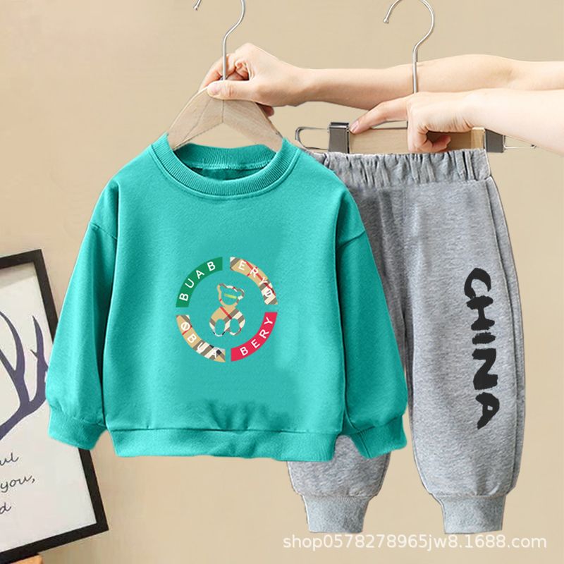 Spring and Autumn pure cotton stylish and fashionable 2022 new baby autumn long-sleeved sweatshirt two-piece set pic 9