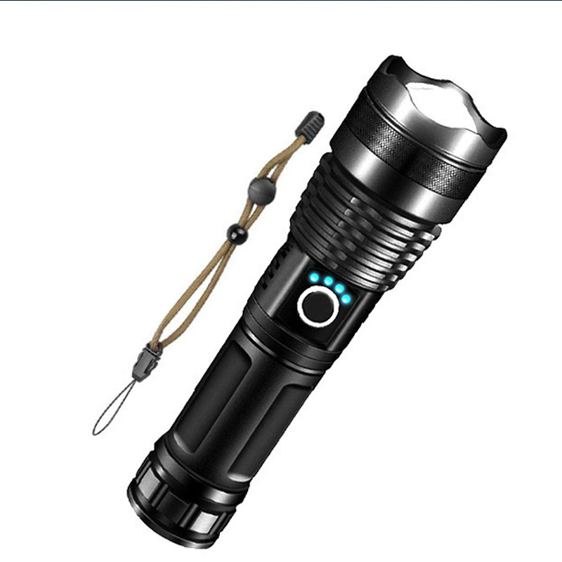 Nueva linterna transfronteriza al aire libre multifunción zoom linterna P50 resaltar iluminación impermeable linterna remota
