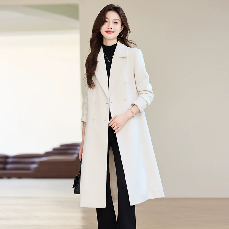 Премиум чувство средней и длинной ветровки женский 2024 осень-зима новый элитный модный темперамент зимнее пальто