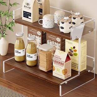 Tea Bag Storage Box, Tea Room, Coffee Capsule Storage Rack, Office Bar, Double-Layer Snack Tea Storage Cabinet
