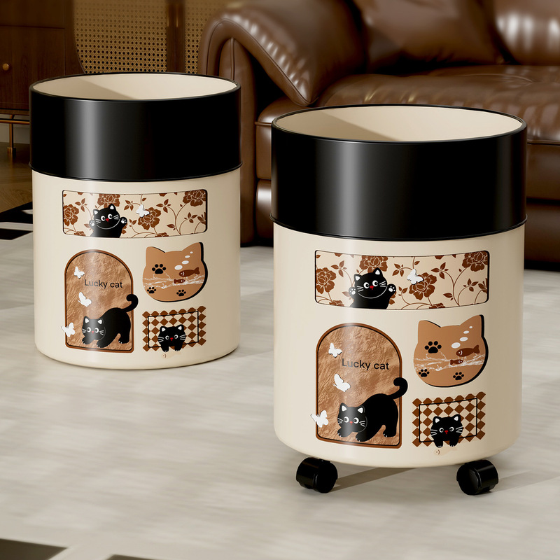 Vintage-Style Trash Can for Home Use in Living Room and Kitchen, High Aesthetic Value Bin for Office Desk and Bedroom, Creative Large-Capacity Plastic Wastebasket Vintage-Style Trash Can for Home Use in Living Room and Kitchen, High Aesthetic Value Bin for Office Desk and Bedroom, Creative Large-Capacity Plastic Wastebasket