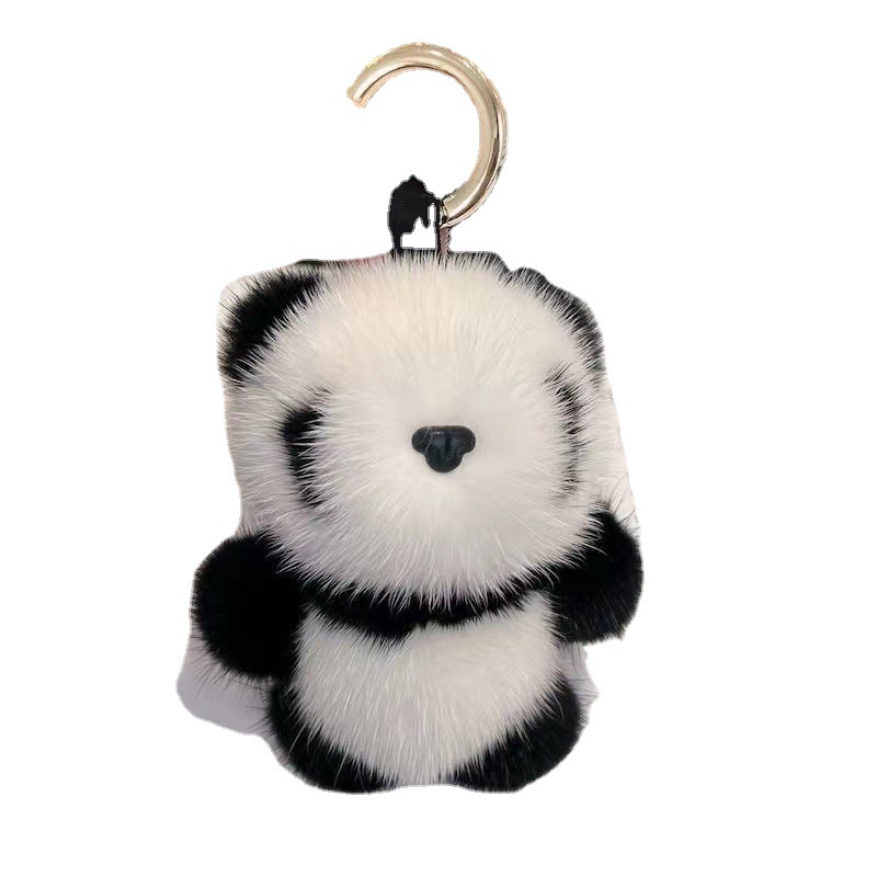 Transfronterizo al por mayor de la oferta de la panda de peluche colgante de imitación de piel de visón bolsa llavero de piel peluda regalo