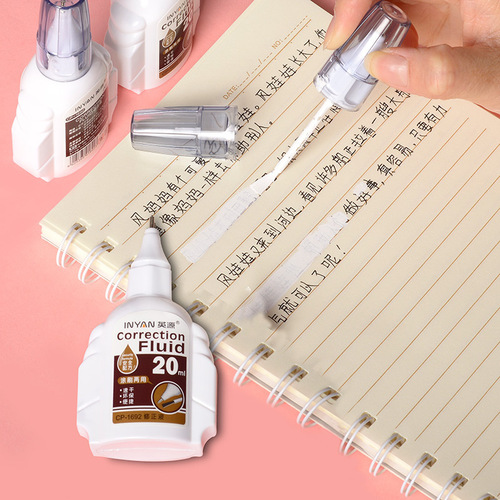 Yingyuan correction fluid for students, fast-drying, large-capacity office stationery, erasing and brushing dual-purpose correction fluid wholesale