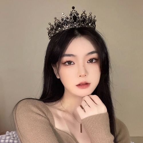 Black bridal tiara wedding dress crown crystal headband princess tiara birthday adult crown high-end Halloween