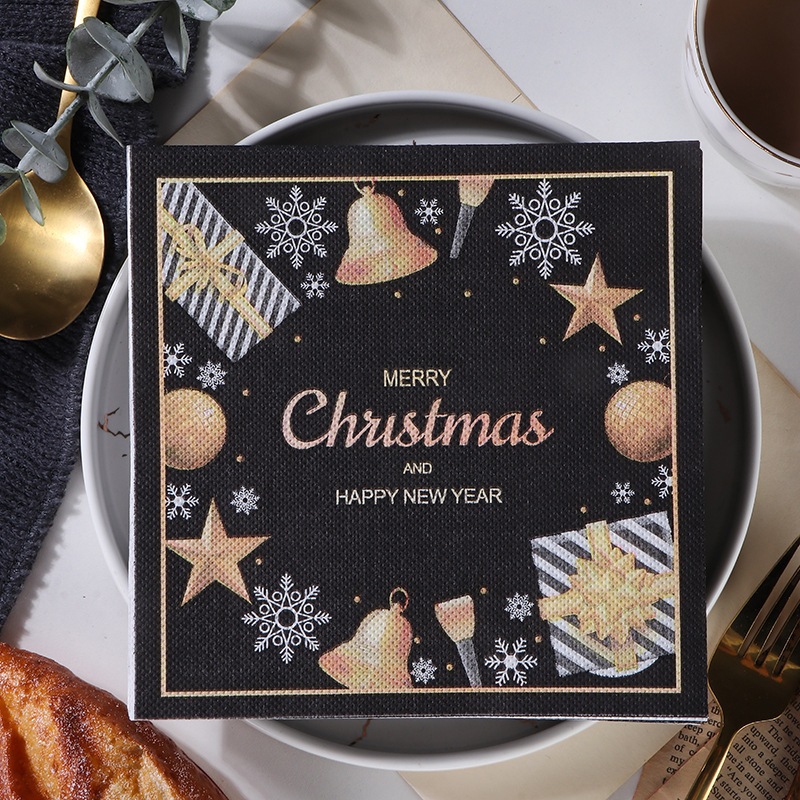 国境を越えたクリスマスの祝日装飾プリントナプキンヘラジカのティッシュパーティー赤いお祝いプリントティッシュ卸売り|undefined