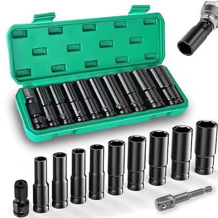 Pistola de aire pequeña neumática manga alargada 10-pieza llave eléctrica manga cabeza 8-24mm manga hexagonal alargada