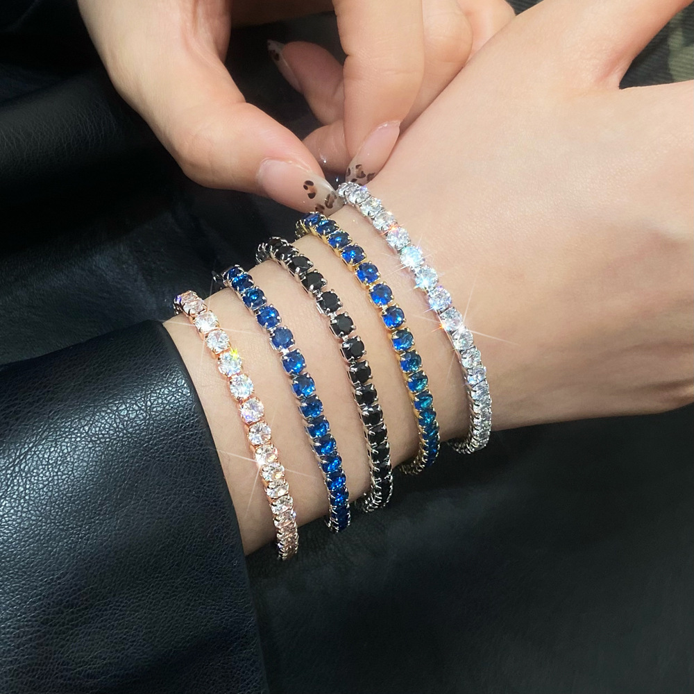 유럽풍 컬러풀 지르콘 팔찌 여성용 인스타그램 인기 패션 틈새 시장 레트로 컬러 다이아몬드 팔찌