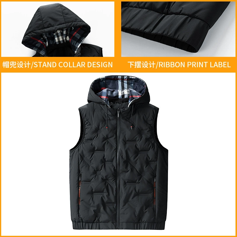 Warm long-sleeve, down jacket, keep warm vest for leisure with hood sleevless