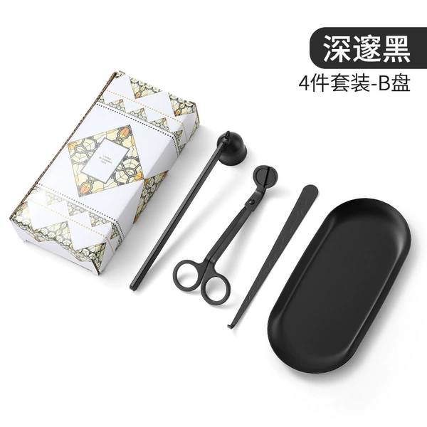 Small candle, black set, 4 piece set