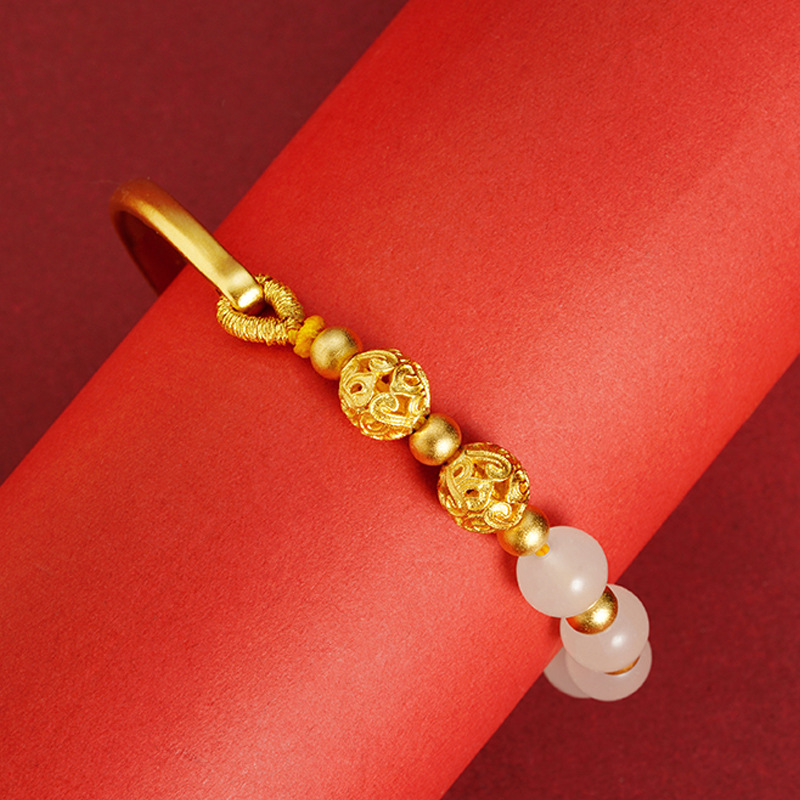 Nuevos productos populares de oro de arena vietnamita imitación de perlas de hortenida aleación de cobre media brazalete de red de mujeres con el mismo estilo de transmisión en vivo de joyerías Yiwu