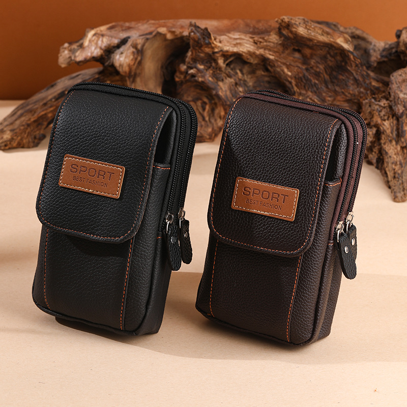 New men's belt phone waist bag horizontal and vertical 6.5-7.2inch outdoor casual phone pouch and coin purse for middle-aged and elderly