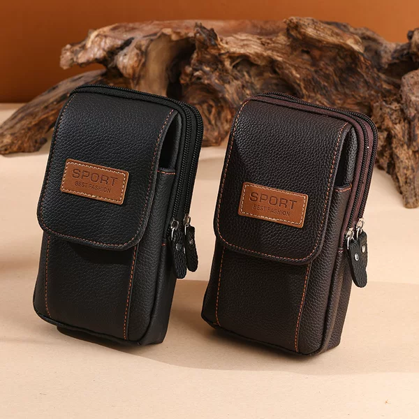 New men's belt phone waist bag horizontal and vertical 6.5-7.2inch outdoor casual phone pouch and coin purse for middle-aged and elderly