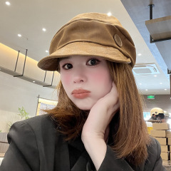 日系复古贝雷帽皮质八角帽女春秋小众文艺显脸小百搭报童帽画家帽