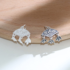 S925純銀復古平安竹節掛件DIY手工串珠手鍊項鍊吊墜配件飾品材料