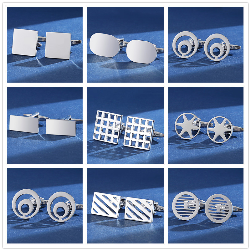 Titanium Steel Hollow High-grade Cufflinks Men's French Shirt Distinctive Geometric Cufflinks Fun Fashion Cufflinks