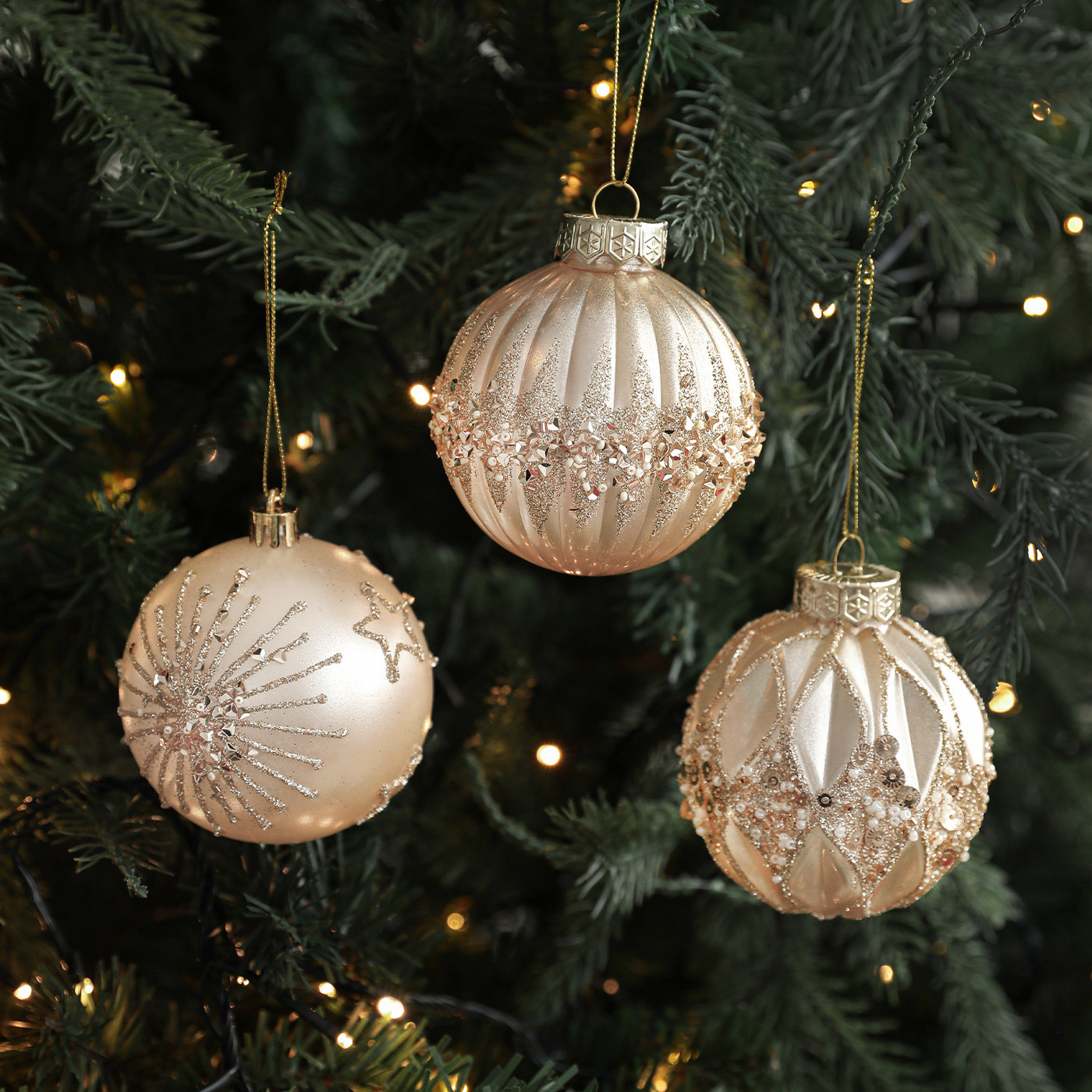 8CM bola de alta calidad de color champagne de lujo ligero polvo adhesivo oro polvo galvanizado bola de decoración de árbol de Navidad colgante decoración colgante bola