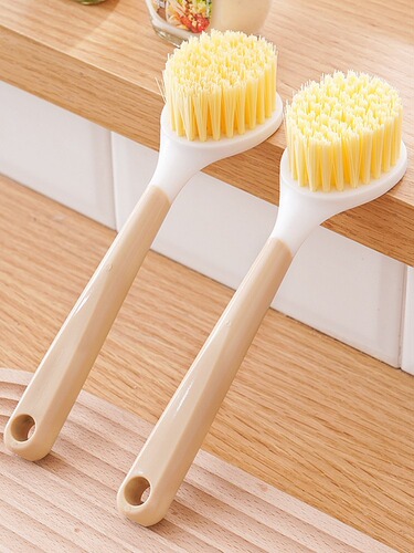 Imitation wooden handle pot brush kitchen pot brush long handle pot washing brush universal kitchen pot brush artifact does not hurt your hands pot brush wholesale