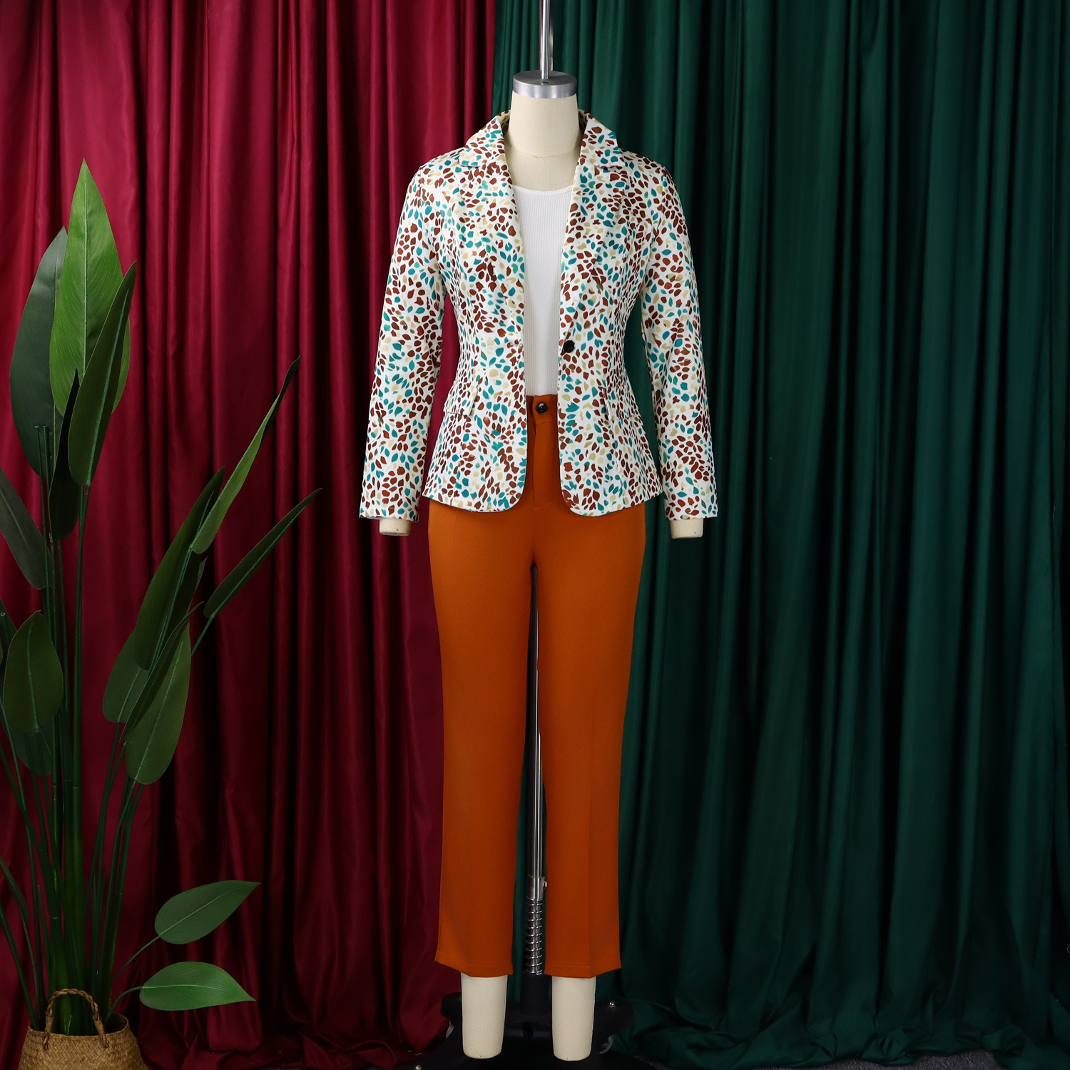 Women's Clothing Women's Fashion Printed Suit Jacket And Slim Fit Pants Two Piece Casual African Style Clothing Set_ecoleips.com