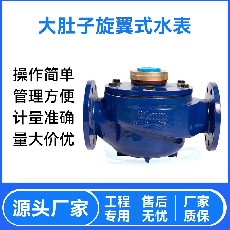 全液封南瓜表大肚表法兰3寸4寸大口径干式可拆螺翼式水厂水表