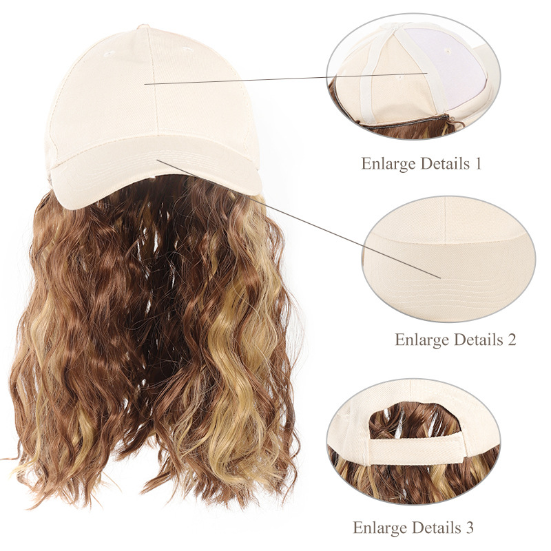 Transfronterizo sombrero de boca de pato peluca de agua ondulada fibra sintética rizada corta sombrero peluca 30cm190g