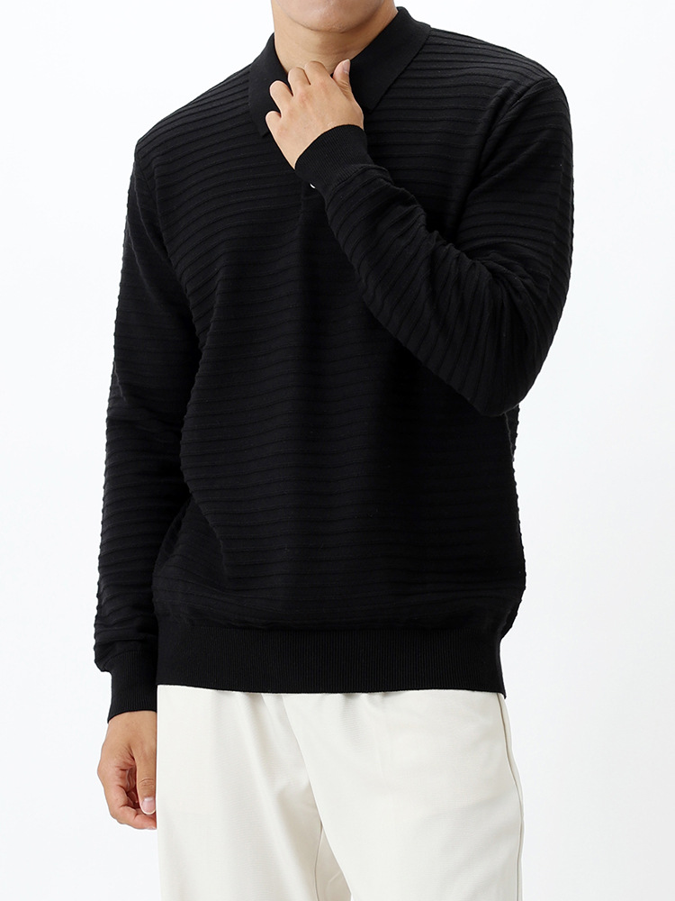 Old Money New Noble Fashion Hombre lujo ligero suéter a rayas de alto nivel camiseta de punto de negocios casual cuello de manga larga chaqueta polo