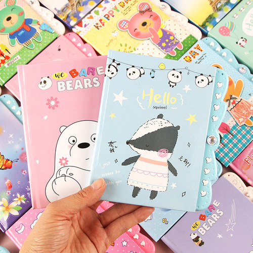 Cartoon code book for children, girly heart, cute diary with lock, student creative stationery wholesale notebook