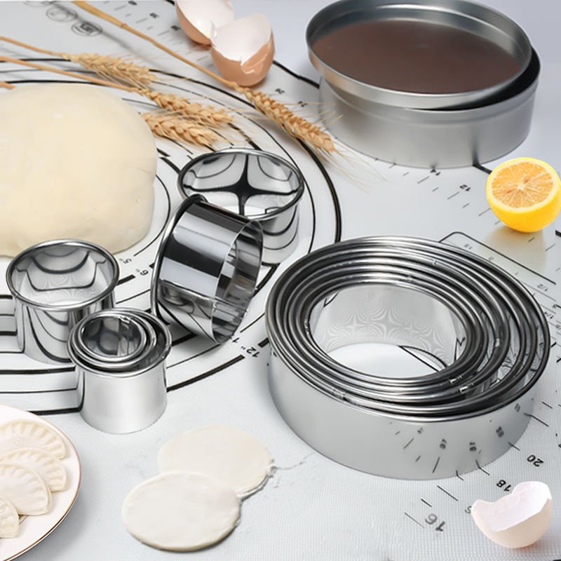 Stainless steel mousse ring biscuit mold set of 14 pieces donut cookie fondant biscuit mold baking gadgets