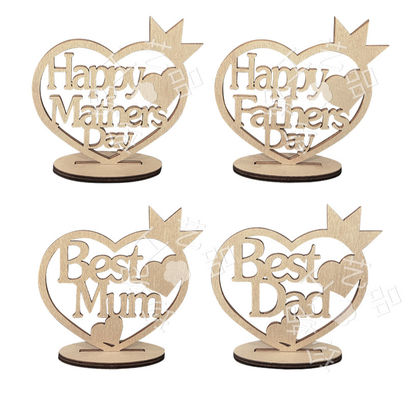 Wooden Crafts Holiday Ornaments Love Hollow Letters Father's Mother's Day Wood Pieces Valentine's Day Wooden Gift Decoration