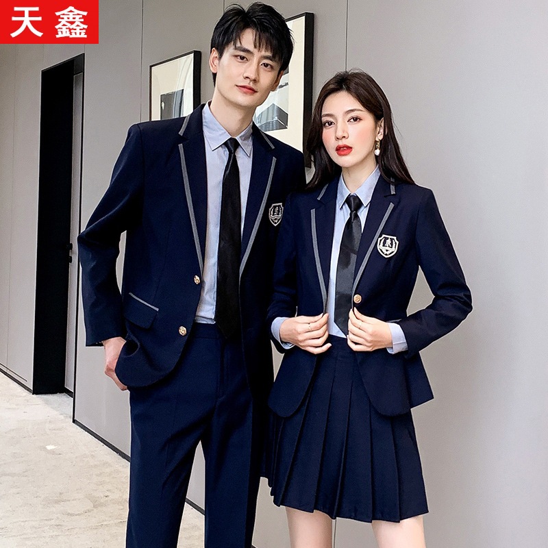 Spring student suit suit women's long-sleeved British style preppy style JK plaid fashion pleated skirt student class clothes