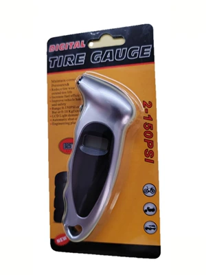 Air pressure gauge/tire pressure gauge – Gauge - silver-card-package-with-battery