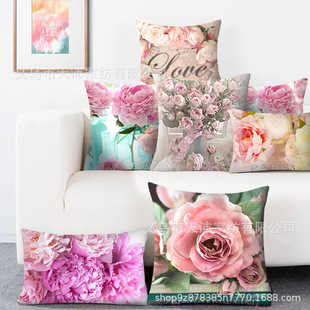 American-Style Rose Flower Pillowcase Peach Skin Velvet Sofa Headboard Cushion Cover Amazon Home European Style