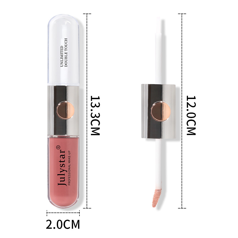 Julystar Beauty's double-head mirror lip gloss is easy to apply and does not fade or stick to a cup of water Specification drawing