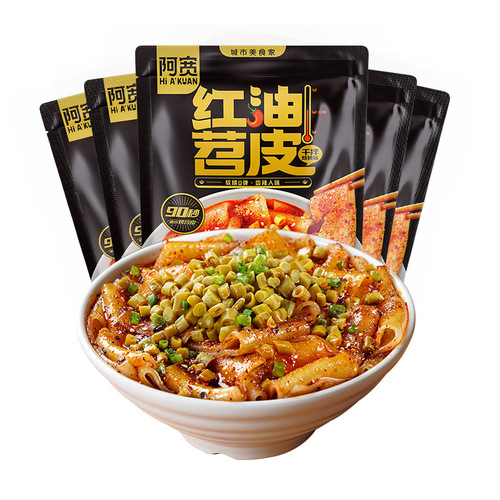 Ah Kuan Red Oil Sweet Potato Skin Sesame Sauce Sweet Potato Skin Instant Noodles Cold No-cook Instant Pot Dormitory Wide Rice Noodles Late Night Snack Bag