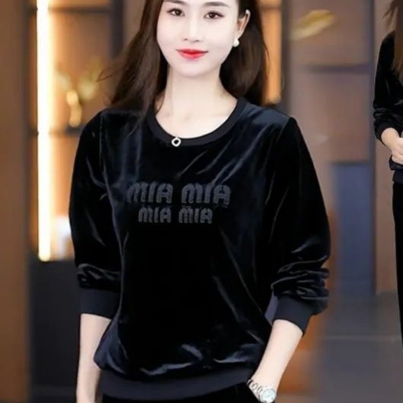 金丝绒春秋季新款休闲运动套装女高档洋气显瘦阔腿两件套运动服|undefined