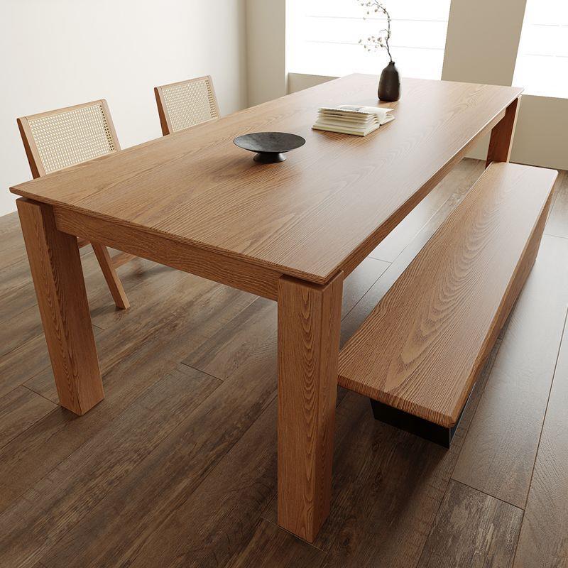 Vintage French-style dining table, natural wood ash wood table, large dining table for home use, rectangular workbench for living room
