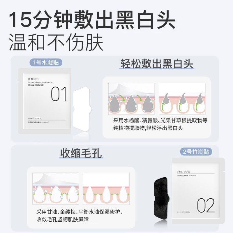 倾龄去黑头鼻贴深层清洁黑头闭口粉刺收缩毛孔黑头导出液鼻贴膜|undefined