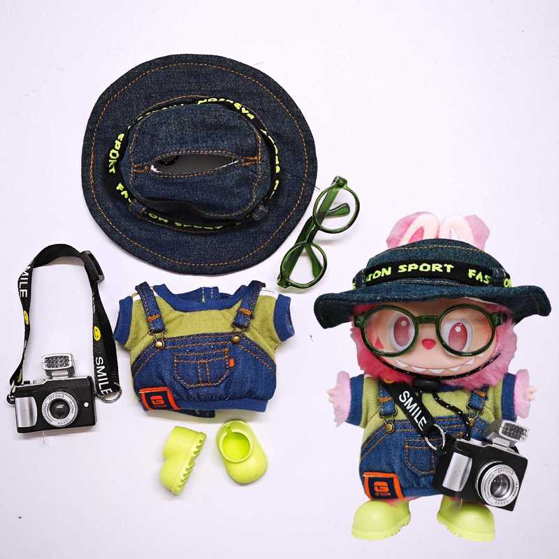 Labubu子供服一二三代布子供服漁師帽バックパンツtシャツセット15cm 17cm子供服|undefined