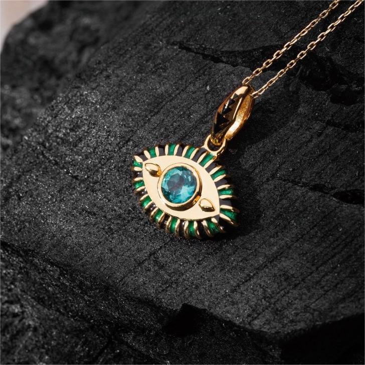 Devil's Eye Vintage Style 304 Stainless Steel Pendant Necklace Enamel Plating Lobster Trigger Clasp Closure display picture 3