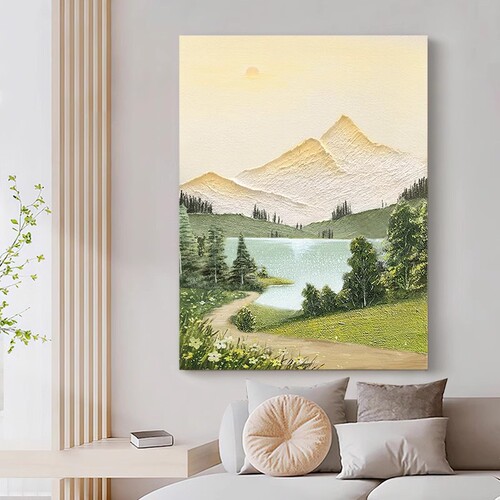 Hand-painted oil painting, living room decoration painting, three-dimensional landscape painting, entrance hall corridor mural, wabi-sabi style hand-painted texture painting