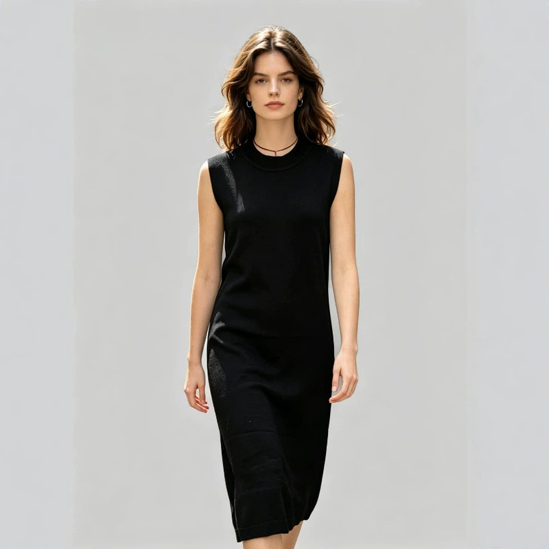 European and American Fashion Minimalist Style Solid Color Sleeveless Dress, Simple Loose Fit, Conceals Imperfections and Makes You Look Slimmer, Suitable for Everyone.