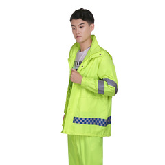 Bulk raincoat and rain pants set for adults, double-layered road and sanitation service raincoat for heavy rain duty, reflective raincoat