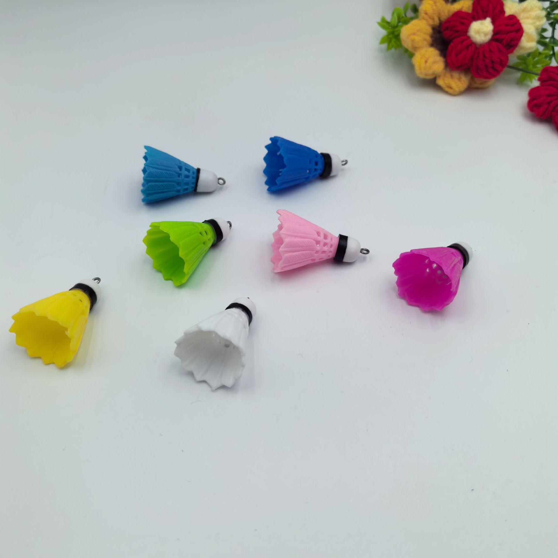 Mini pequeño tamaño de simulación de bádminton llavero colgante adornos deportivos ventiladores pequeños regalos transfronterizos