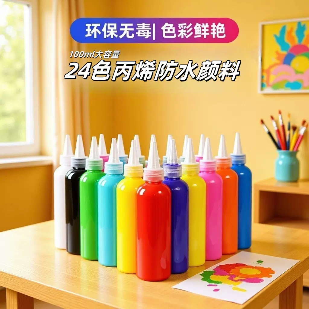 100ml丙烯颜料儿童绘画diy防水石膏娃娃颜料水彩水粉丙烯颜料套装