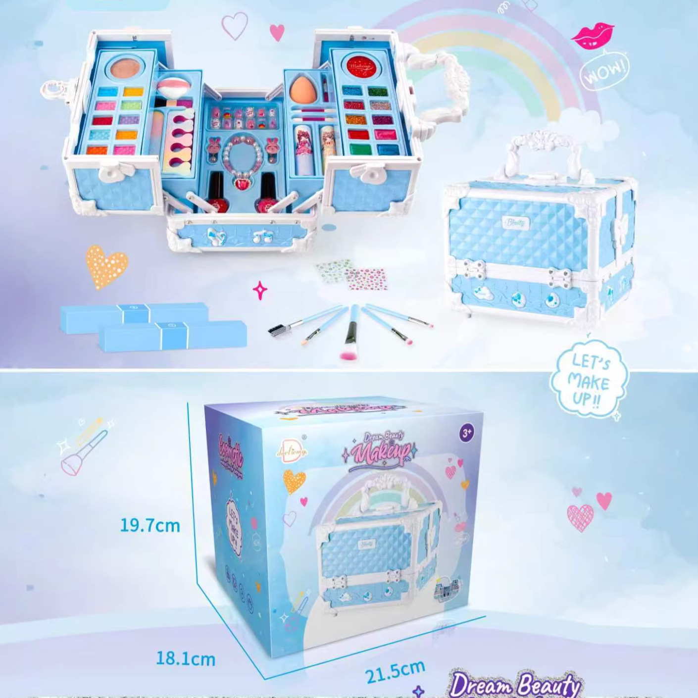 Transfronterizos niños simulación de joyas de maquillaje esmalte de uñas casa maquillaje lápiz labial caja de mano mesa de maquillaje juguetes