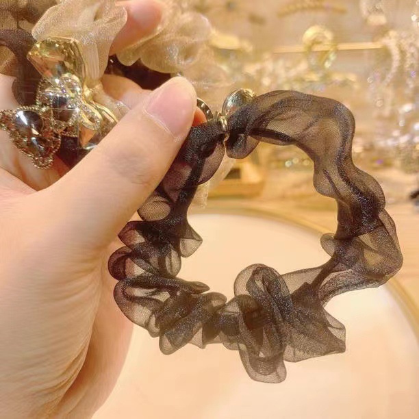 Eugen filato strass intestino tenue fascia per capelli coda di cavallo elastico alto elastico per capelli corda per capelli filato a rete fiocco incastonato di diamanti set di corde per capelli_voghion.com