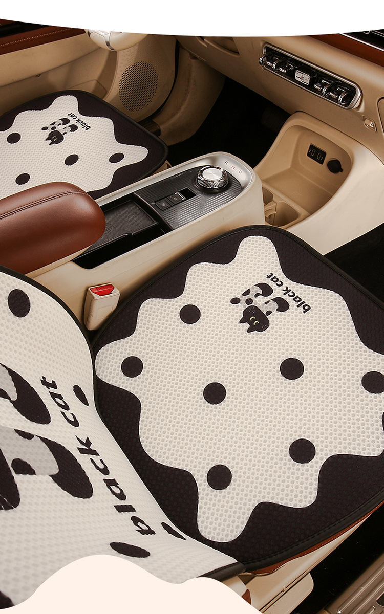 Car Cushion Four Seasons Universal Breathable Summer Cartoon Small Man Waist Main Driver Women's Half Bag Seat Cushion Cover Seat Cushion Ventilated